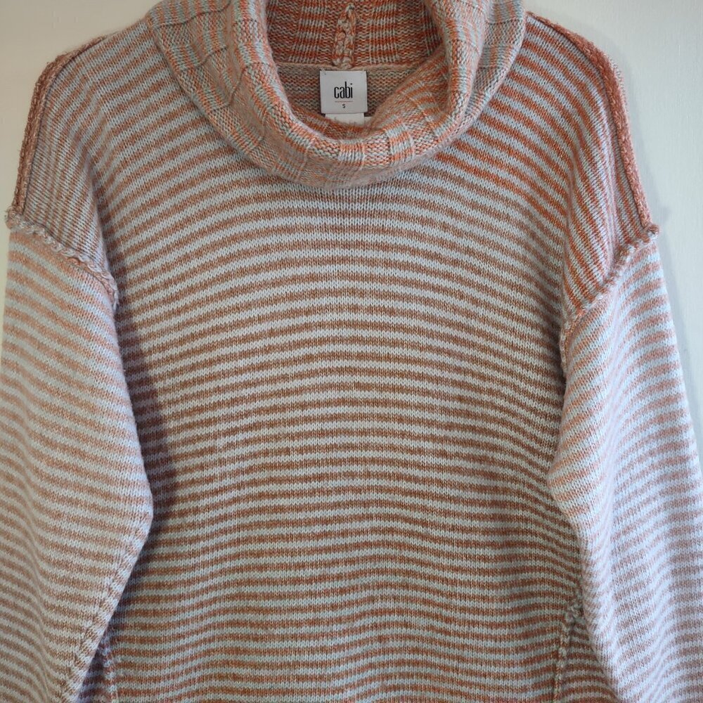 CAbi Striped Cowl Neck Knit Sweater Pullover Relaxed Fit Boho Women Small - Picture 6 of 11